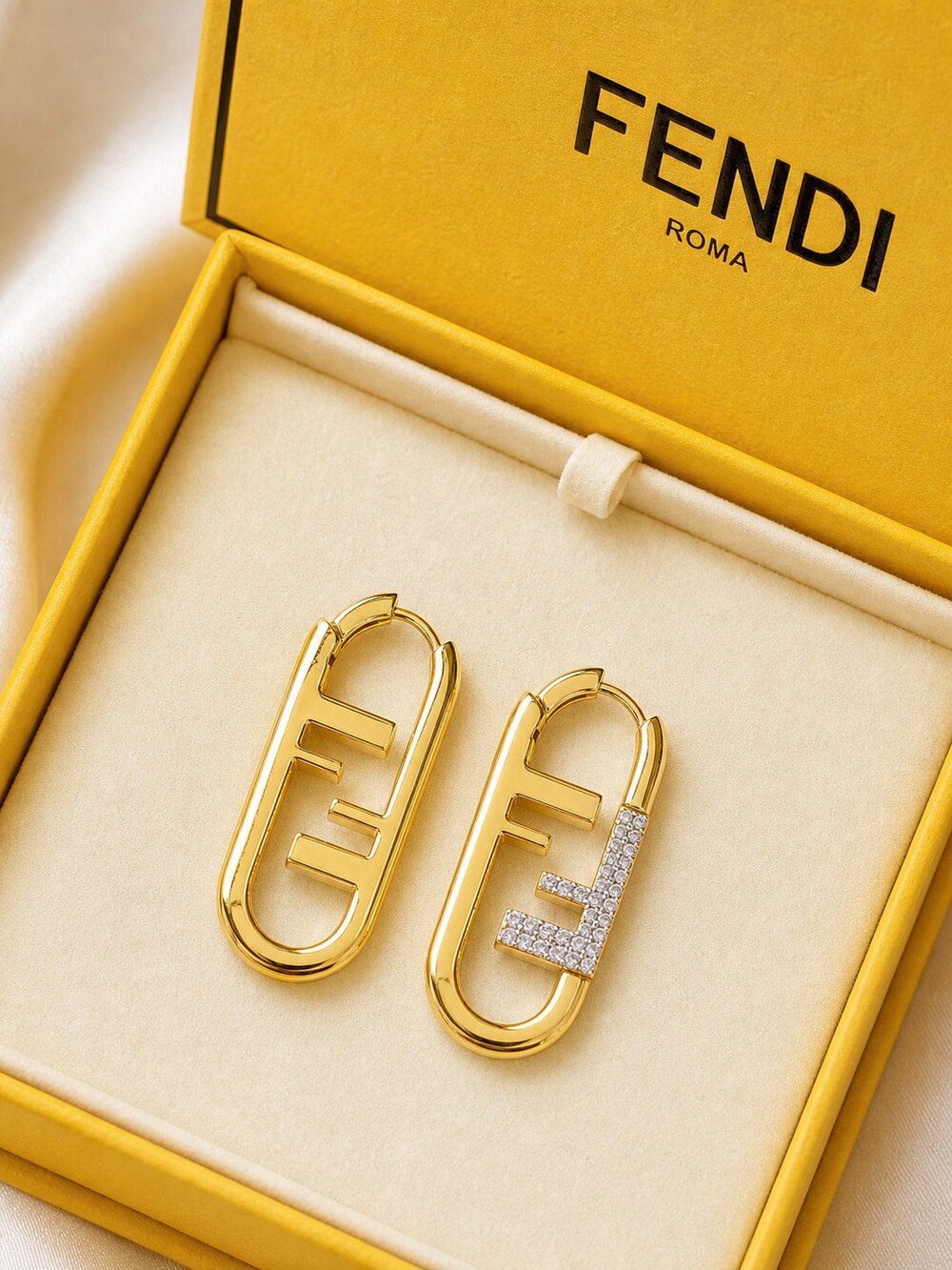 Fendi Modern Designer Earrings Style 3 | New with Box - Picture 5 of 9